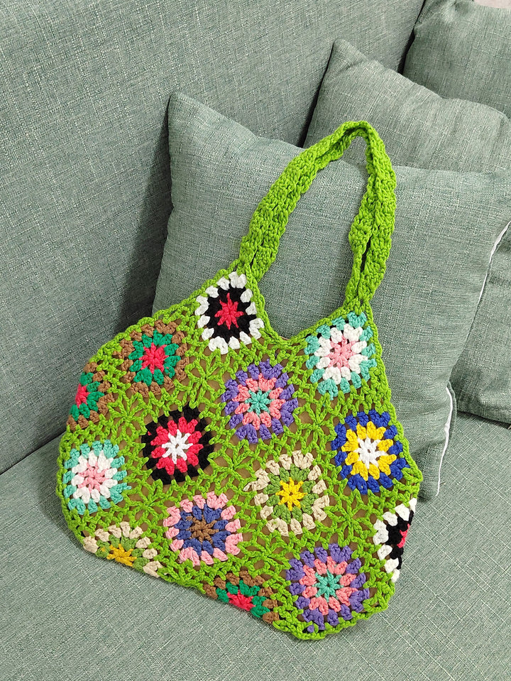 Ladies Grandmother Crochet Square Chic Transport Bag