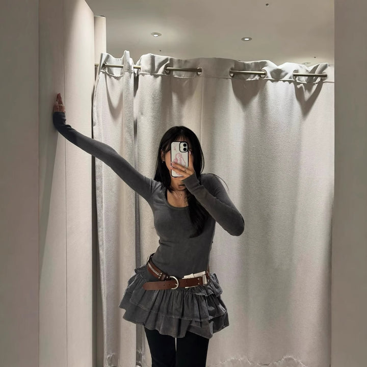 Long sleeve dress for women with ruffled hem Lune London