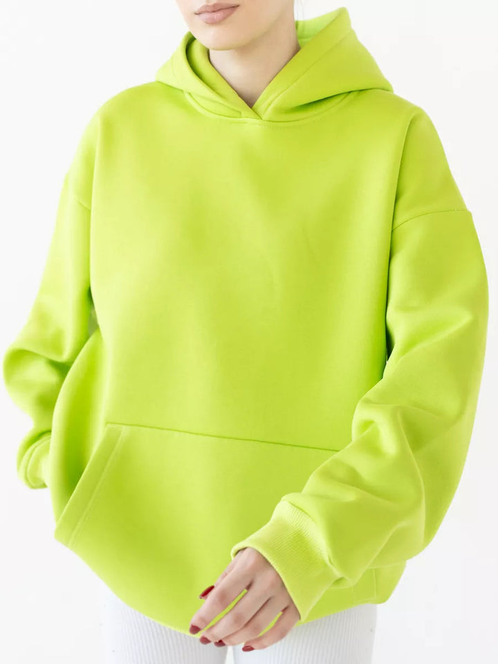 Ladies oversized hoodie with a practical kangaroo pocket design Lune London