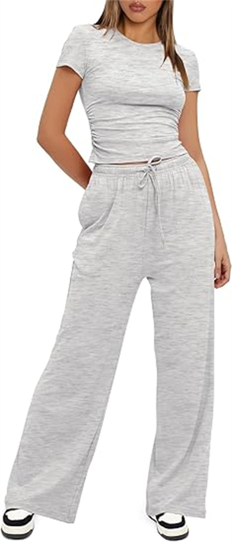 Casual set for women with crop top and wide pants Lune London