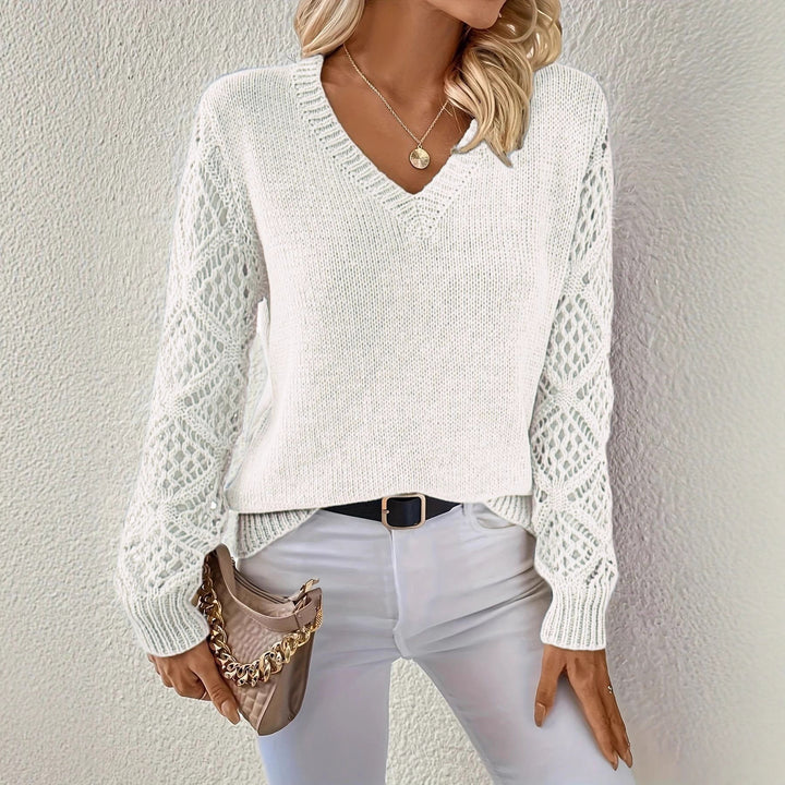Ladies elegant knitted sweater with transparent sleeves Lune London