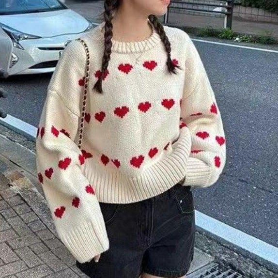 Women’s sweater with heart pattern and casual cut Lune London