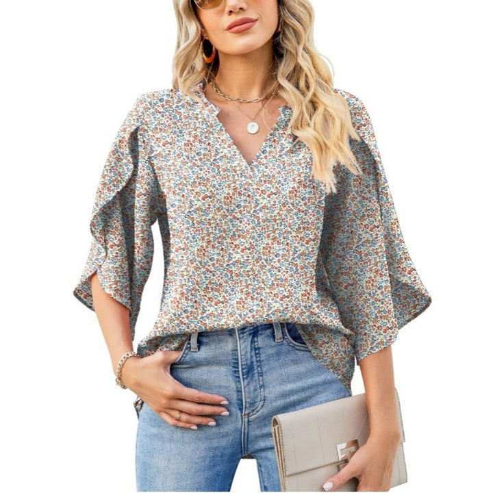 Lune London V neck floral print blouse