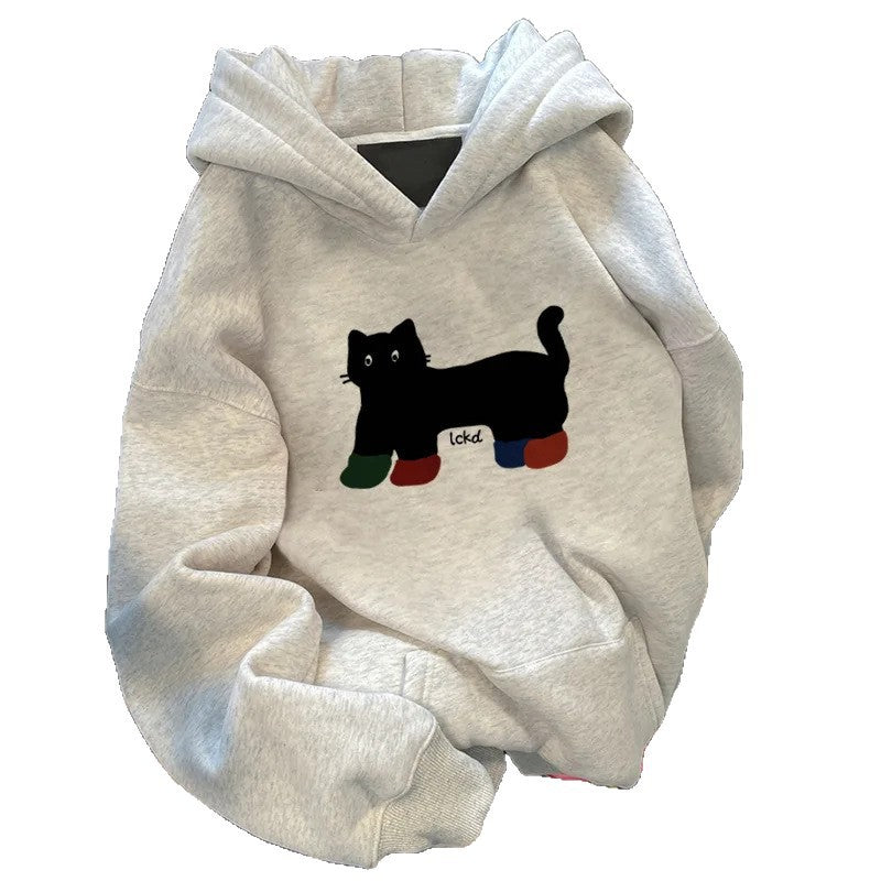 Sweat à capuche pour femmes avec coupe décontractée et design créatif de chat Chic & Stil