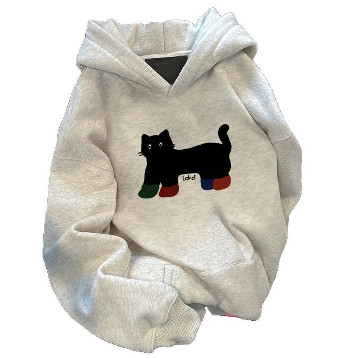 Sweat à capuche pour femmes avec coupe décontractée et design créatif de chat Chic & Stil