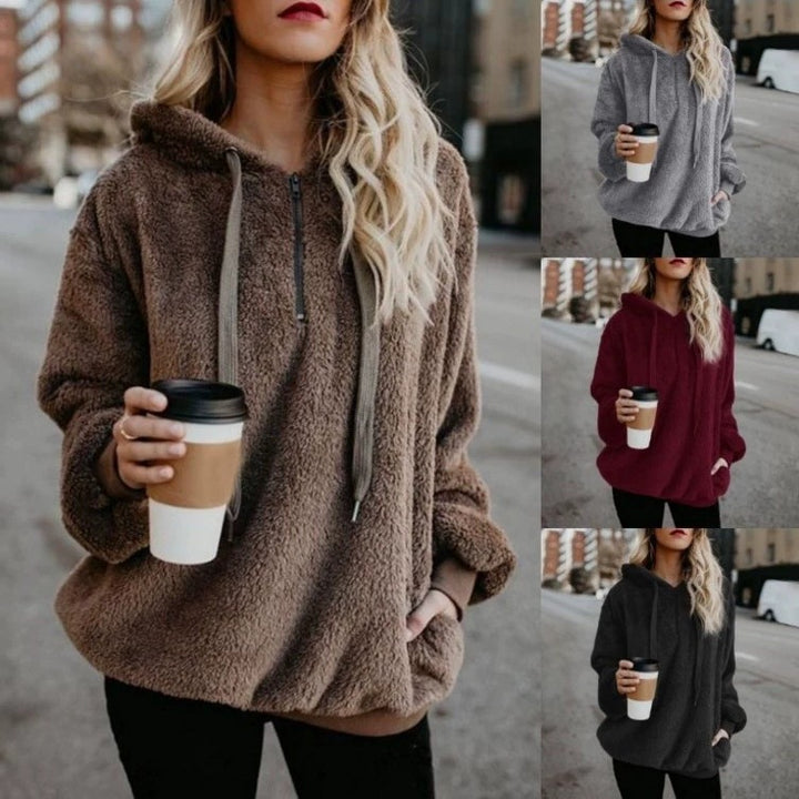 Ladies Oversized Fleece Hoodie with Comfortable Pockets and Drawstring Lune London