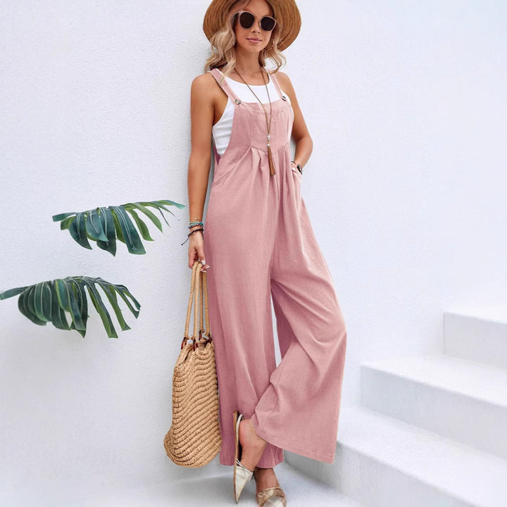 Ladies casual jumpsuit with wide legs and adjustable straps Lune London