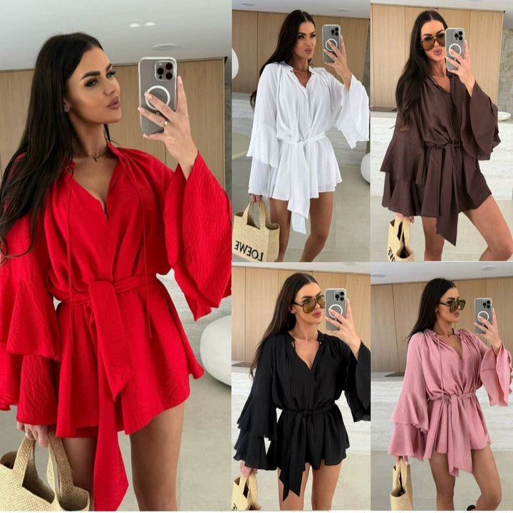 Ladies Mini Dress With Bell Sleeves Lune London