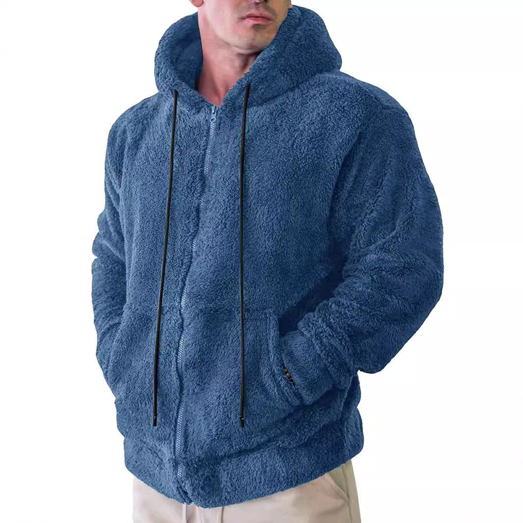 Cozy fleece jacket for men with hood and side pockets Lune London