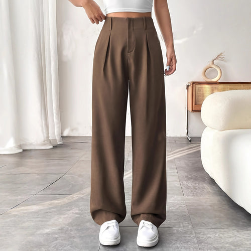 High-waisted wide trousers for women with pleats Lune London
