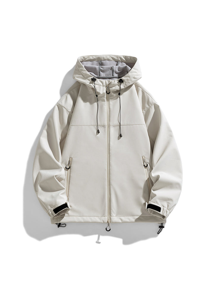Functional outdoor windbreaker jacket for men with adjustable hood Lune London