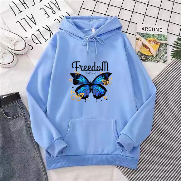 Ladies hooded sweatshirt with artistic butterfly design Chic & Stil