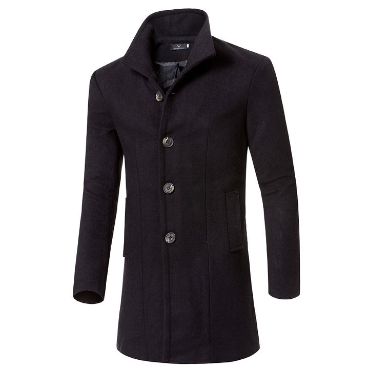 Elegant wool coat for men with modern stand-up collar and practical pockets Lune London