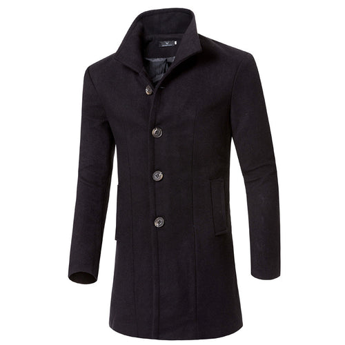 Elegant wool coat for men with modern stand-up collar and practical pockets Lune London