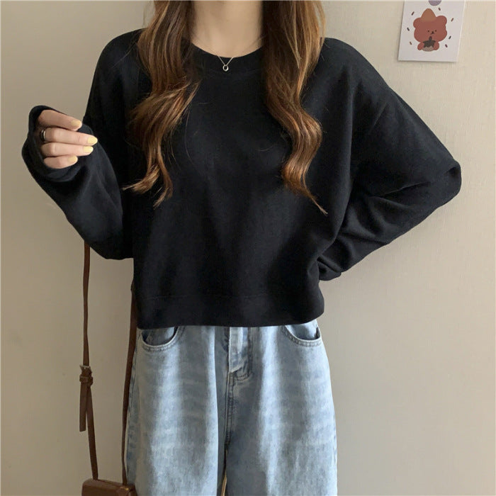 Women's casual cropped sweater made of soft cotton blend with stylish round neckline Lune London