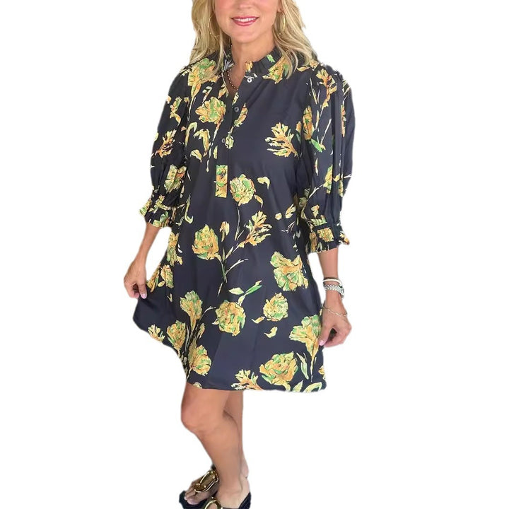Shirt dress for women with floral accents and ruffle details Lune London