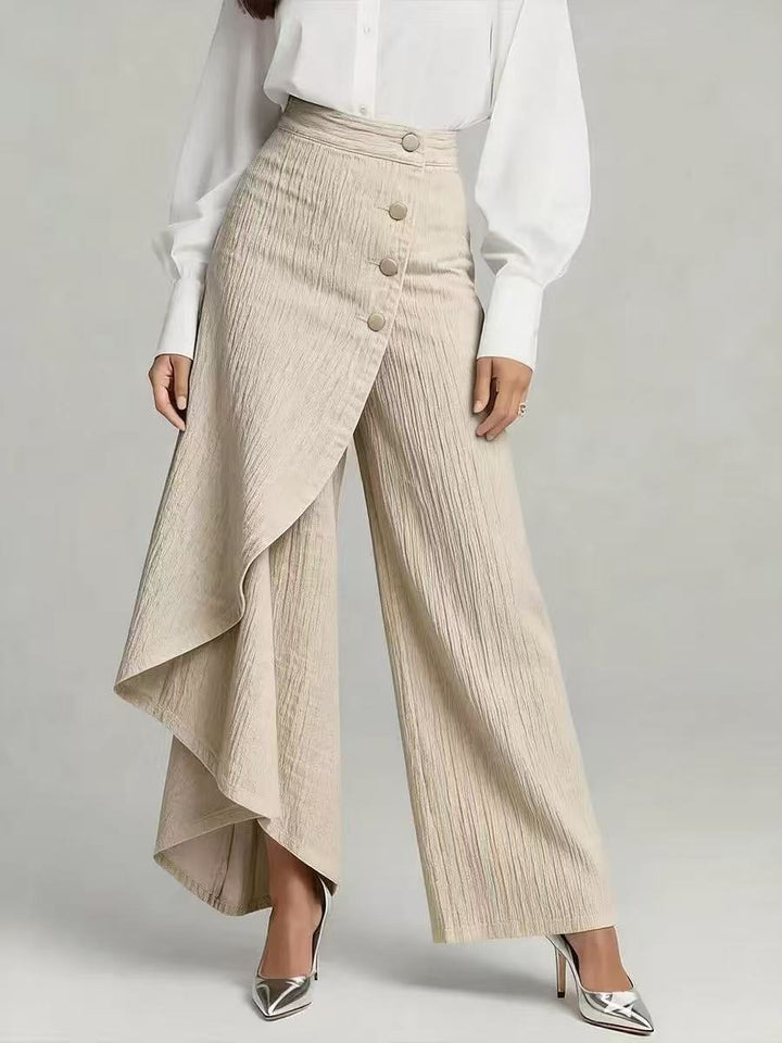 Women's denim skirt with asymmetrical cut and button details Lune London
