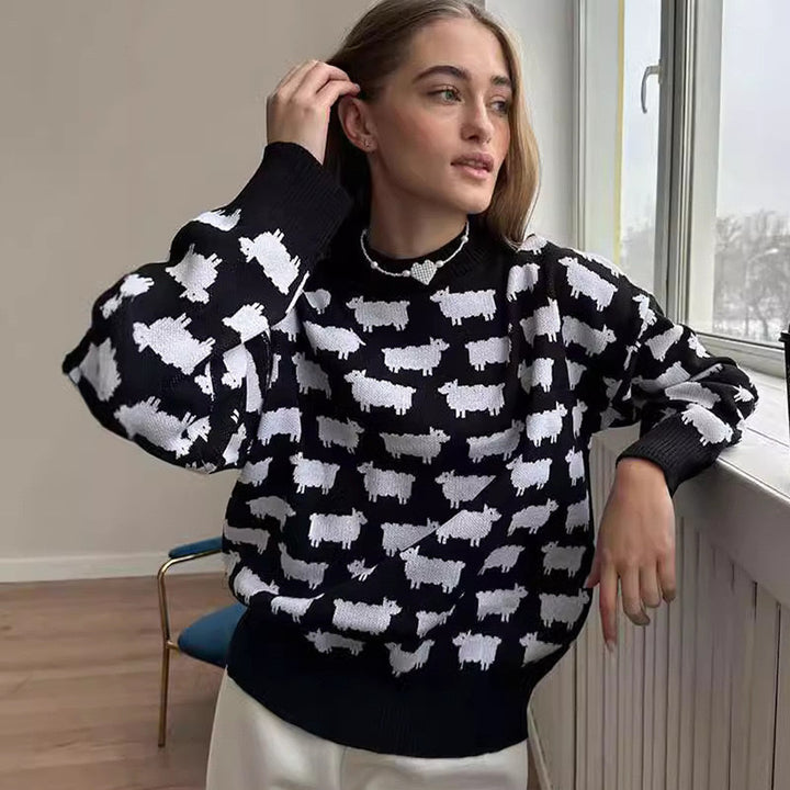 Pull en tricot pour femmes avec un design de mouton original Lune London