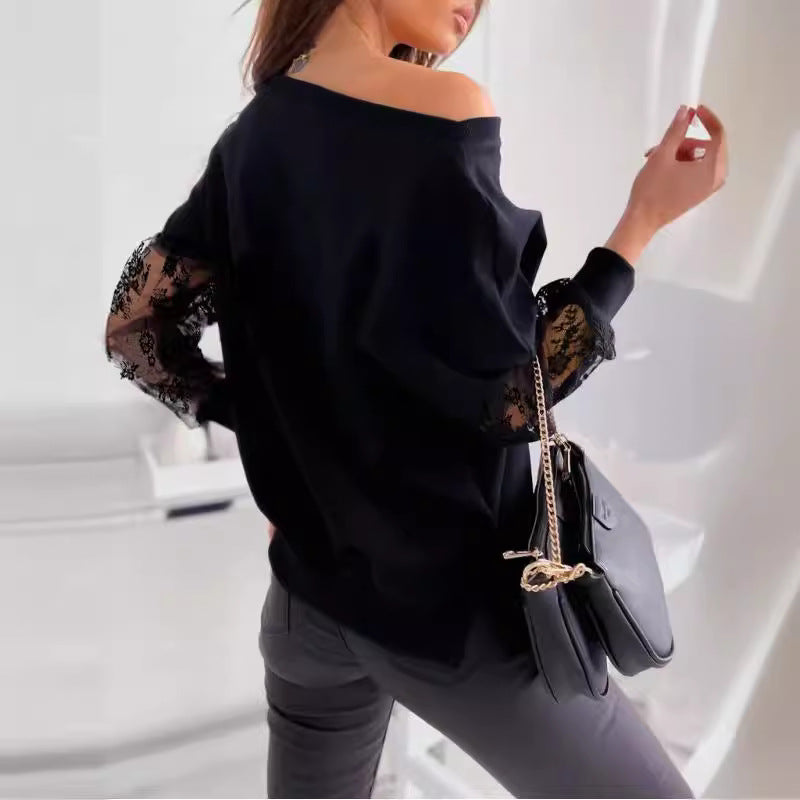 Ladies Off-Shoulder Lace Detail Chic Top and Style