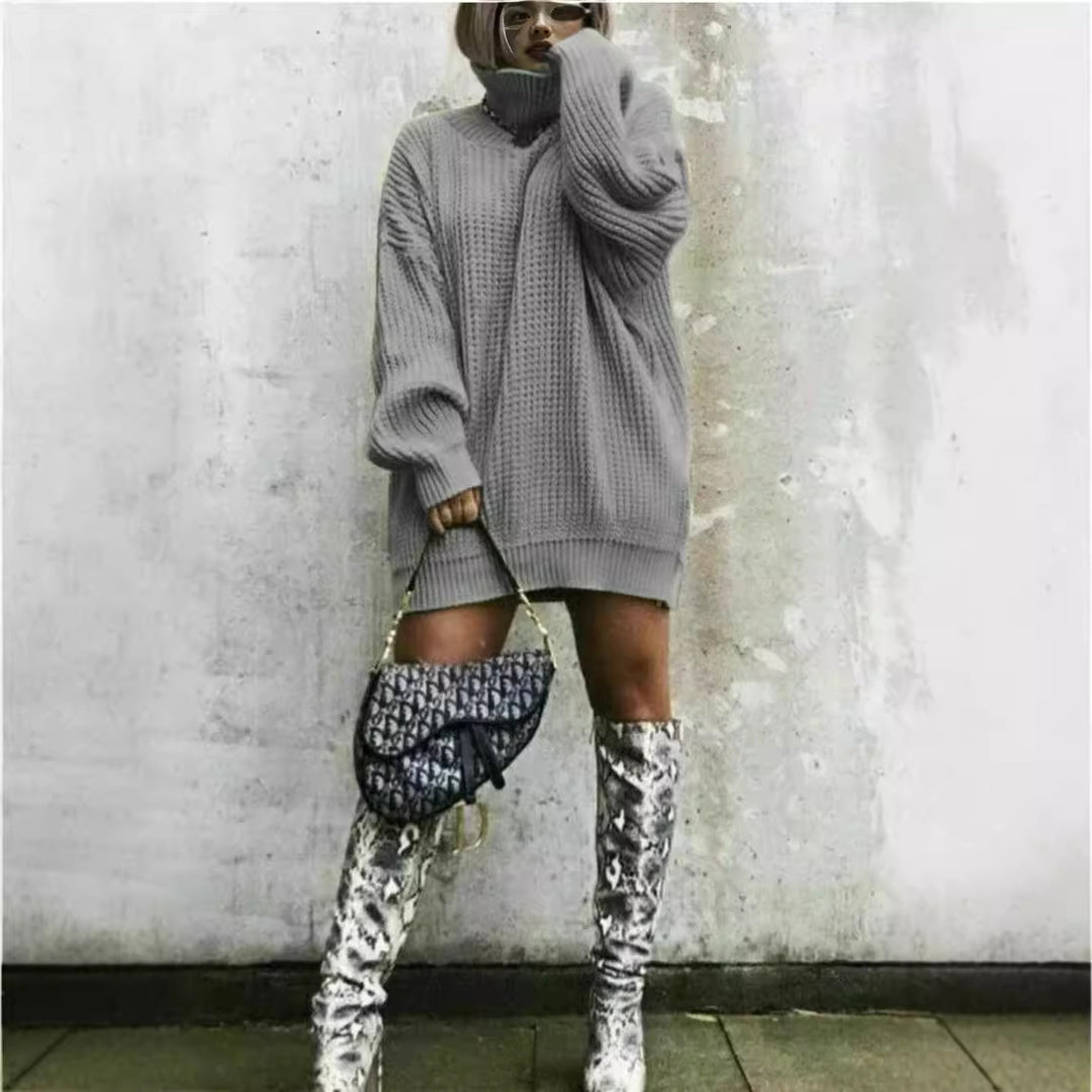 Chunky knit sweater for women with high collar and relaxed fit Lune Londonl