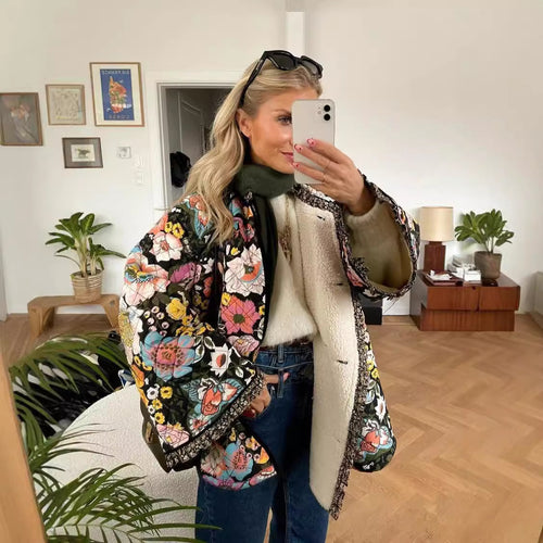 Quilted floral jacket for ladies with luxurious lining Lune London