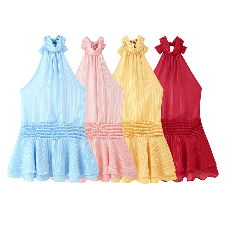 Lady Top with backless design, ruffled hem, and elastic waist Lune London