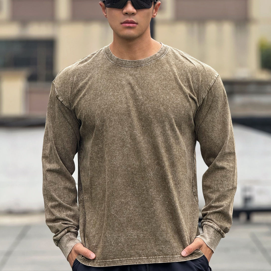 Long sleeve shirt for men in soft cotton blend with a trendy washed effect Lune London