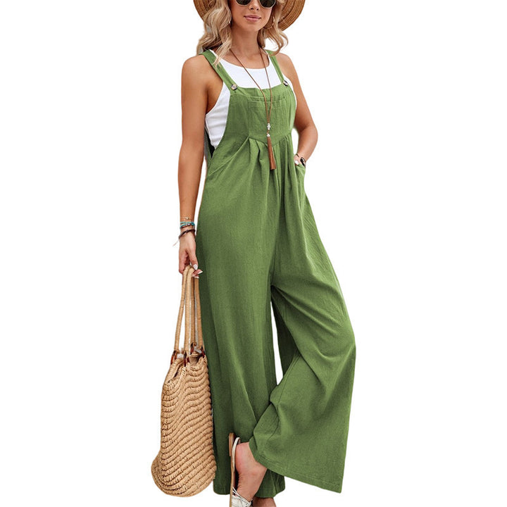 Ladies casual jumpsuit with wide legs and adjustable straps Lune London