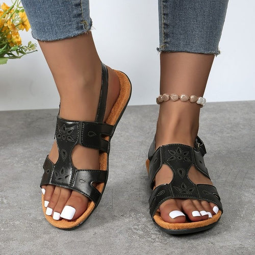 Comfortable strap sandals for women with elegant perforation and adjustable strap Lune London