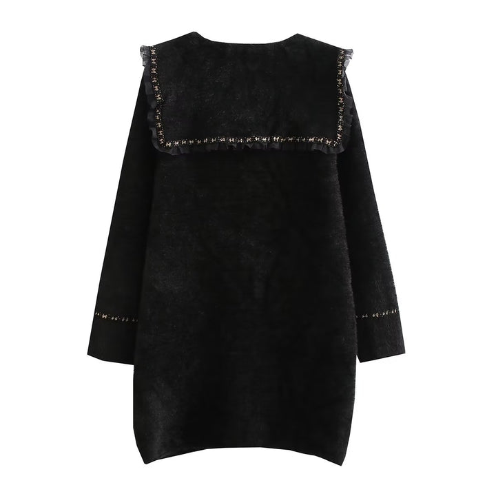 Ladies Long Sleeve Jacket with Decorative Collar and Functional Pockets Lune London