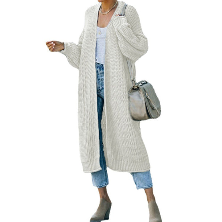 Ladies long knit cardigan with a coarse knit appearance and a loose fit Lune London