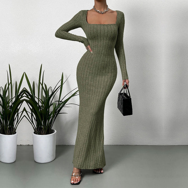 Robe maxi à manches longues pour femmes en design rib élégante Chic & Stil