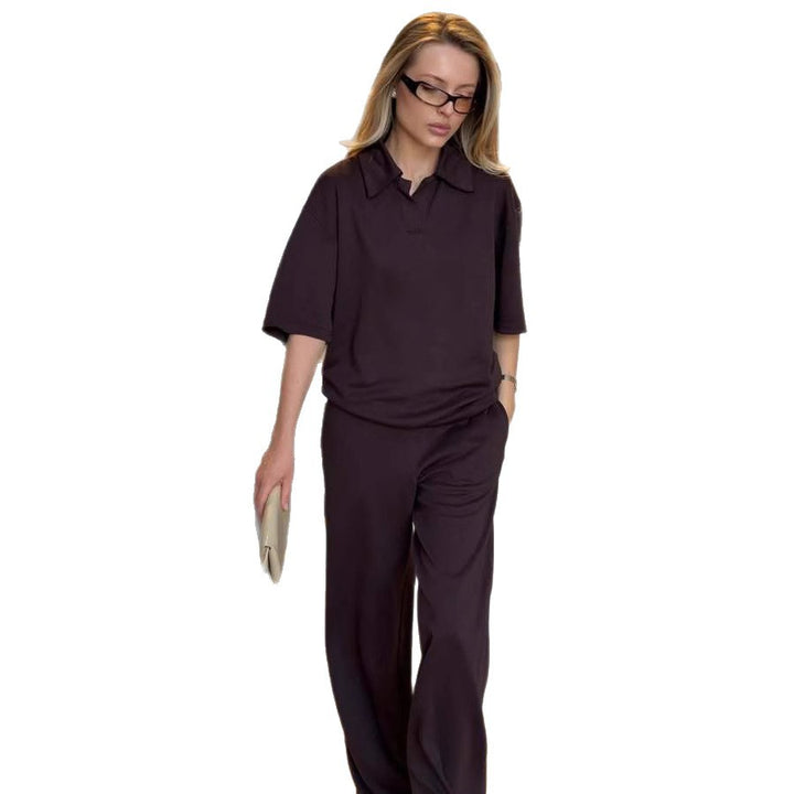 Ladies elegant set with oversized collar and wide trousers Lune London