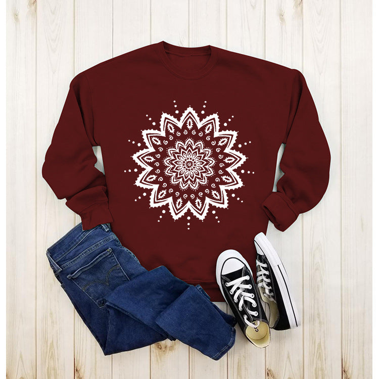 Sweatshirt pour femme avec design mandala créatif et coupe décontractée Chic & Stil