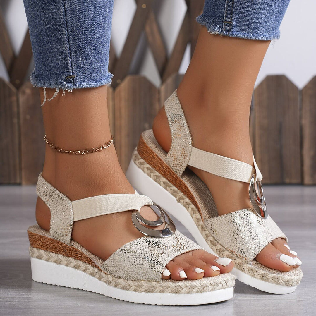 Ladies Decorative Wedge Sandals Lune London