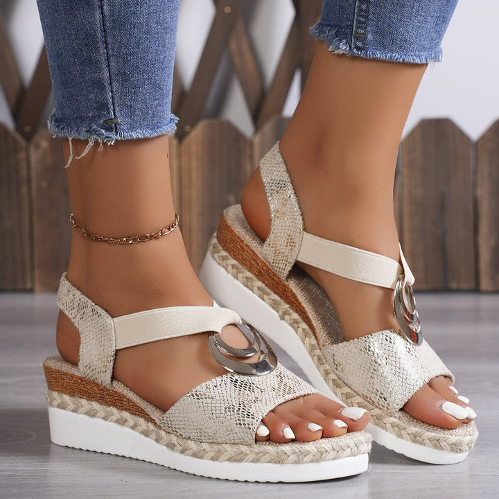Ladies Decorative Wedge Sandals Lune London