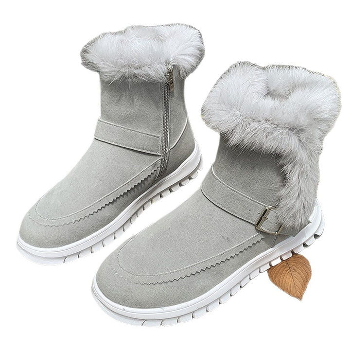 Warm lined boots for women with trendy fur trim Lune London