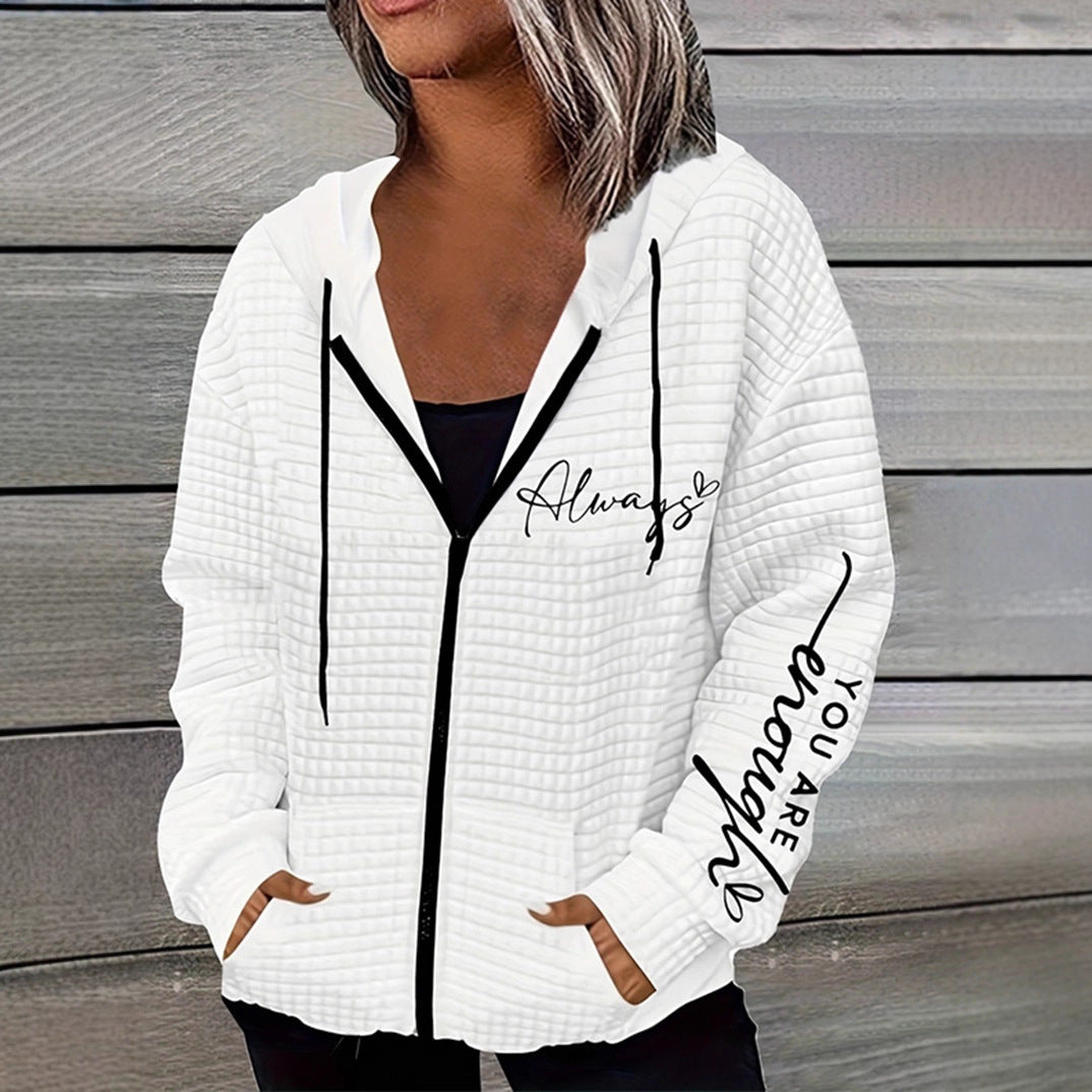 Veste à capuche décontractée pour femmes avec impression motivante Chic & Stil