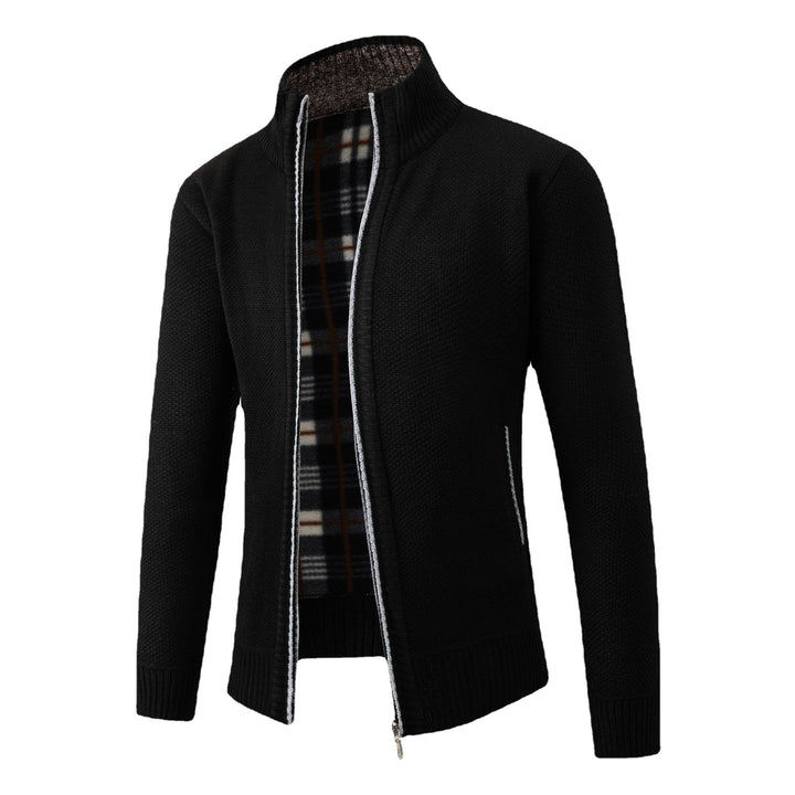 Men's knit jacket with modern high collar and classic lining Lune London