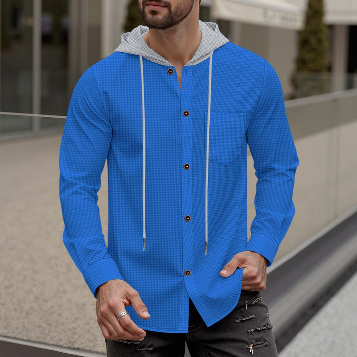 Trendy hooded shirt for men with button placket and practical breast pocket Lune London