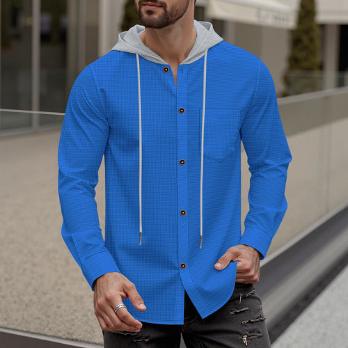 Trendy hooded shirt for men with button placket and practical breast pocket Lune London