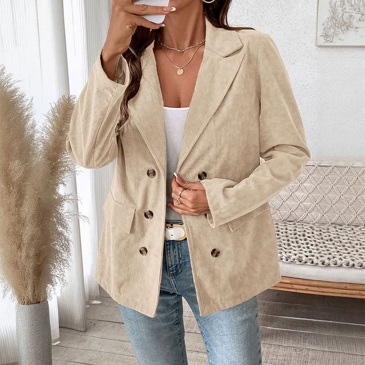 Elegant corduroy blazer for women in classic cut with double-breasted Lune London