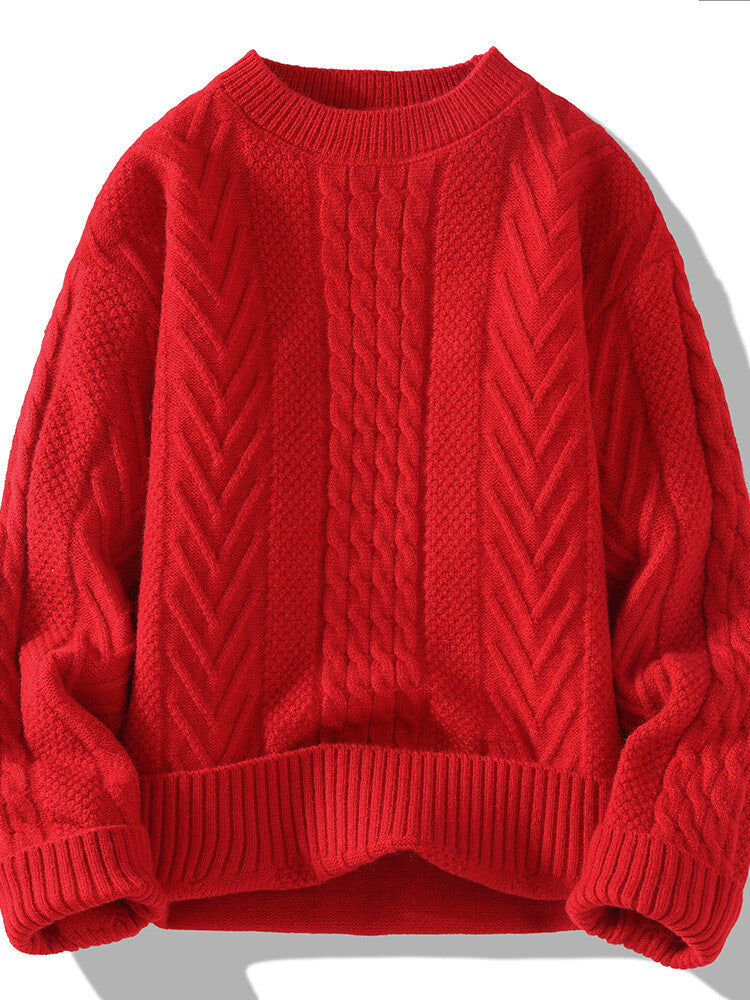 Lune London | Men's chunky knit sweater with cable pattern and casual fit
