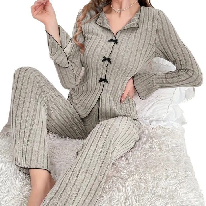 Ladies Luxurious Pajama Set with Fine Lune London Stripes