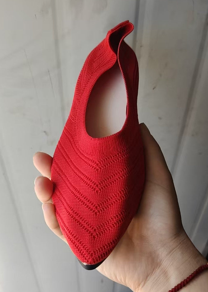 Women Elegant Lace Ballet Flats with Fashionable Knitted Design Lune London