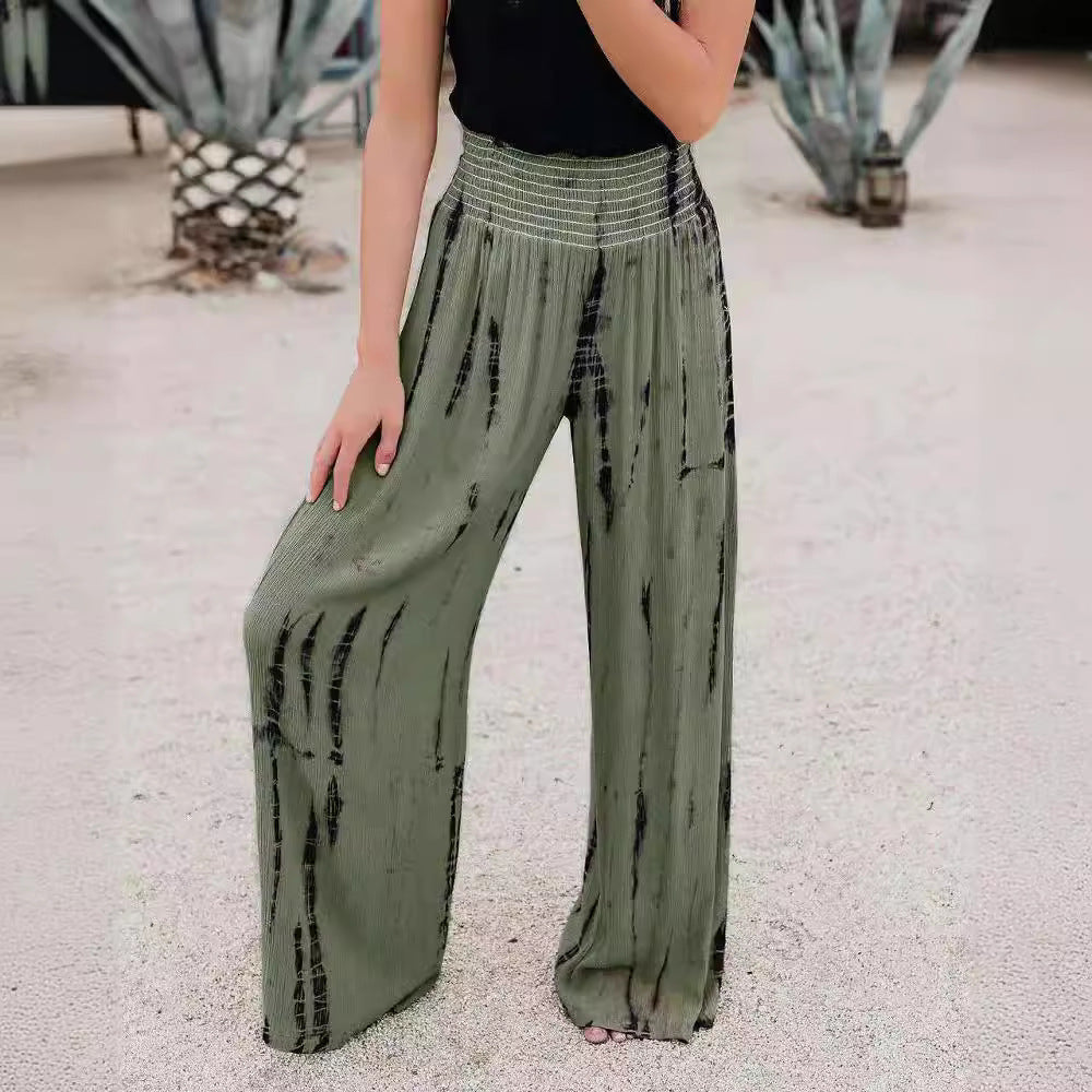 Wide Palazzo pants for women with elastic waistband and trendy print Lune London