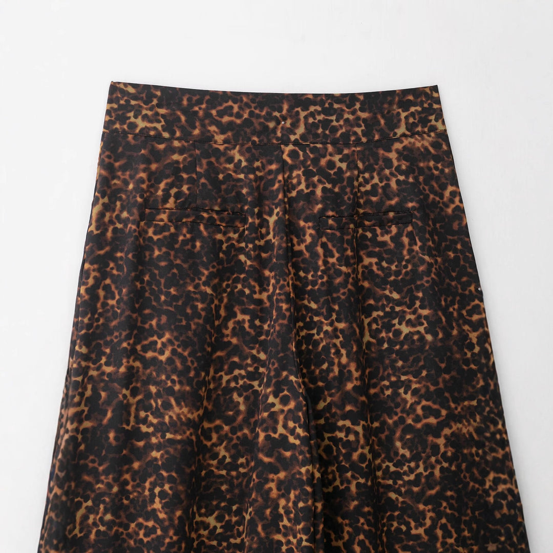 Women Loose Leopard Print Pants with Elastic Waist and High Pockets Lune London