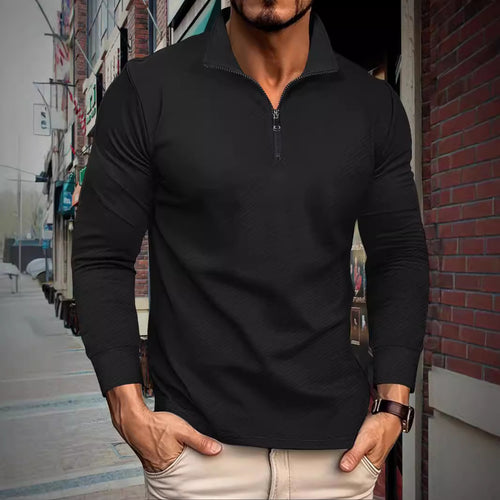 Functional long sleeve pullover for men with half-zip and innovative structural design Lune London