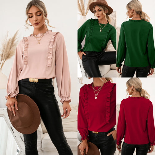 Elegant blouse for ladies with ruffle details and wide sleeves Lune London