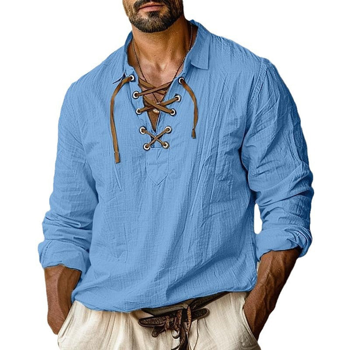 Casual long-sleeve shirt for men with stylish lacing Lune London